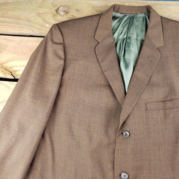 Vintage Worsted Tex Snellingburg Brown Sports Coat Mens Slim Medium 40s 50s 60s - Picture 3 of 9